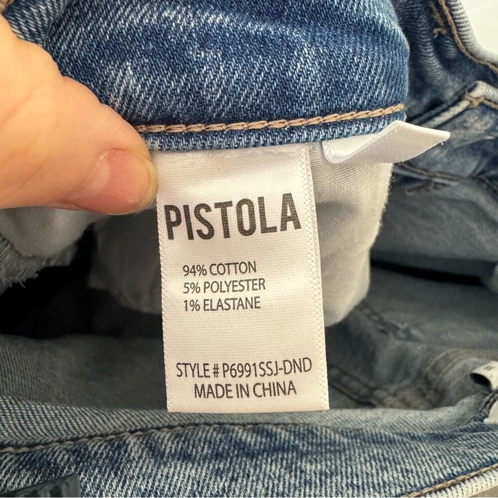 Pistola Light Wash Raw Hem Distressed Cropped Straight Leg Jeans Size 31 - Picture 7 of 9
